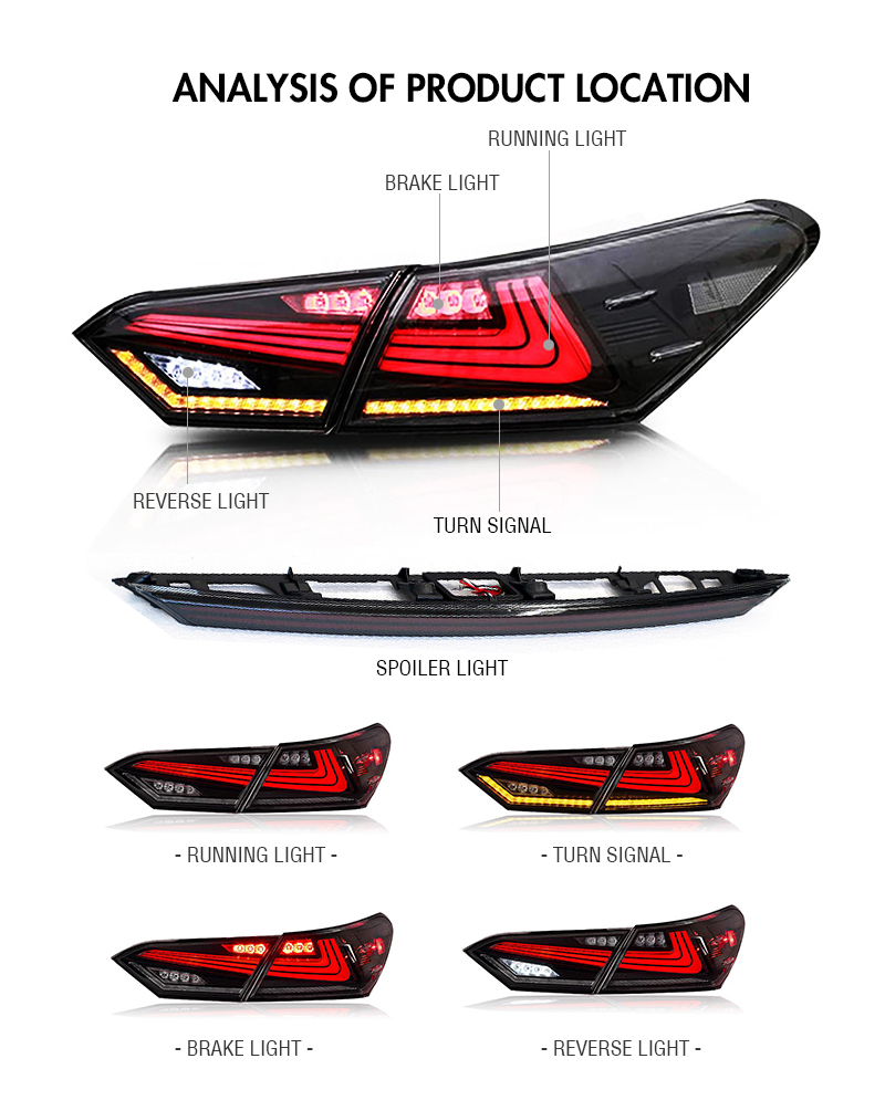 G101 LED Spoiler Lamp Tail Light for Toyota Camry 2018–2023 17 LED Spoiler Lamp Tail Light