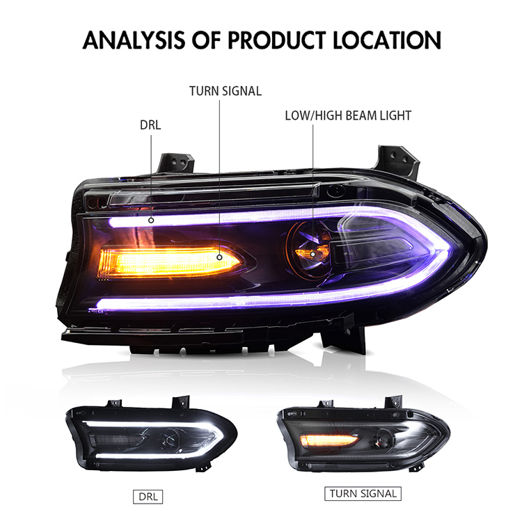 Charger-2033 RGB LED Headlight for Dodge Charger 2015–UP 18 RGB LED Headlight