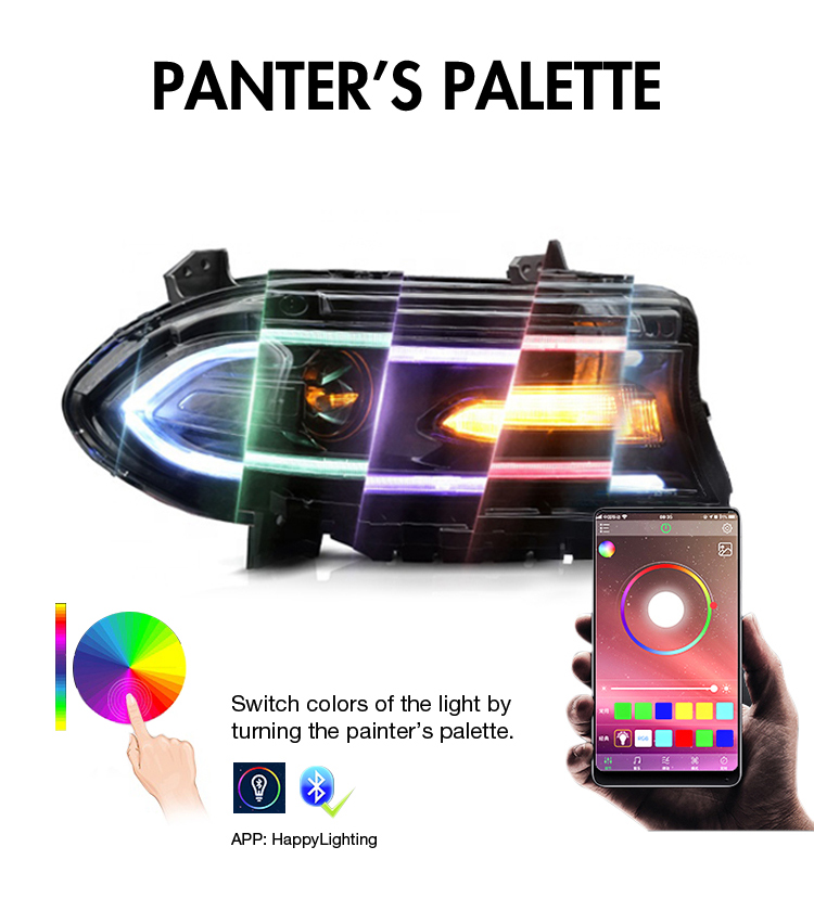 Charger-2033 RGB LED Headlight for Dodge Charger 2015–UP 19 RGB LED Headlight
