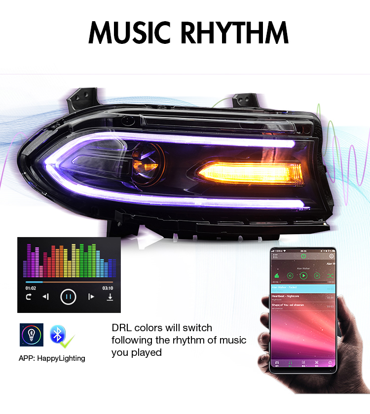 Charger-2033 RGB LED Headlight for Dodge Charger 2015–UP 20 RGB LED Headlight