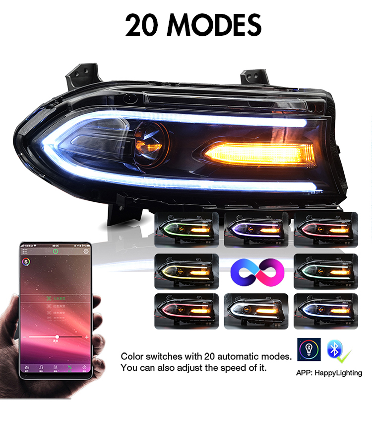 Charger-2033 RGB LED Headlight for Dodge Charger 2015–UP 21 RGB LED Headlight