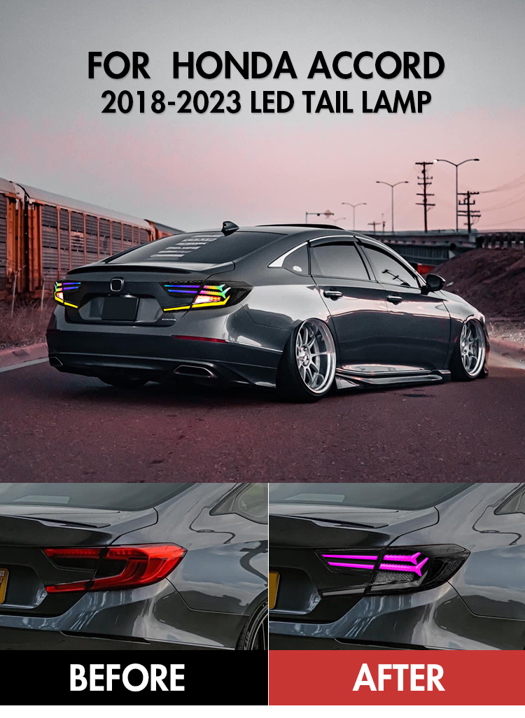 B108-RGB LED Tail Lights for Honda Accord 2018–2021 17 RGB LED Tail Light