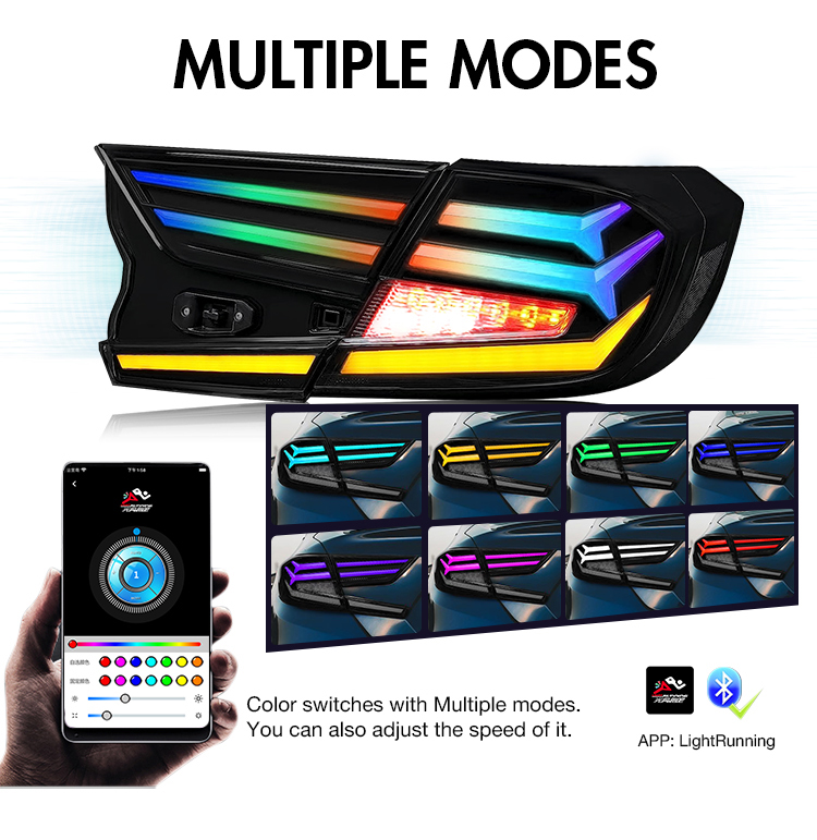 B108-RGB LED Tail Lights for Honda Accord 2018–2021 20 RGB LED Tail Light