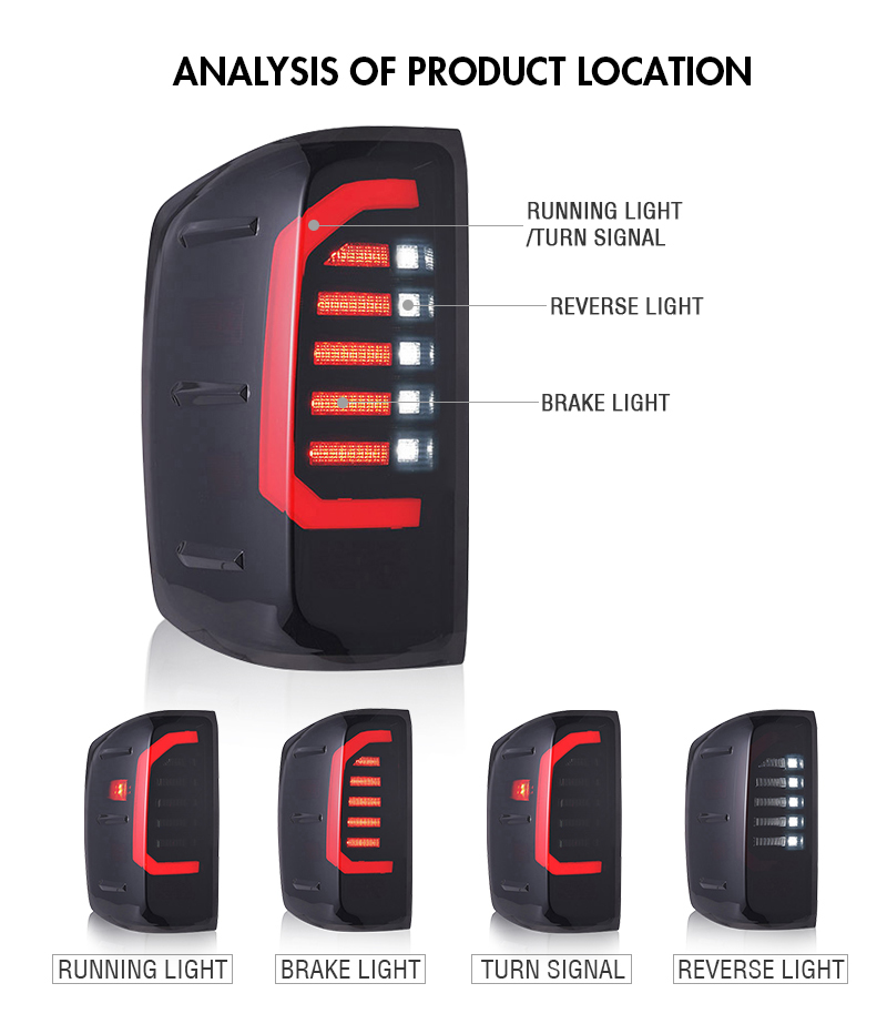 B170B LED Tail Lights for Chevrolet Silverado 2014–2018 14 LED Tail Light
