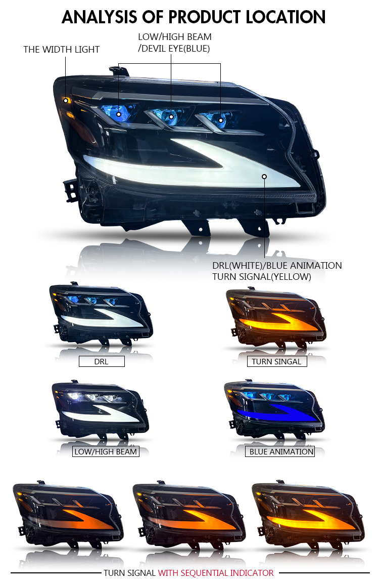 Lexus GX Headlights GX-A161 / GX-A161-R / GX-A161-B For Lexus GX (2014–2019) LED Head Lamp 28 Lexus GX Headlights