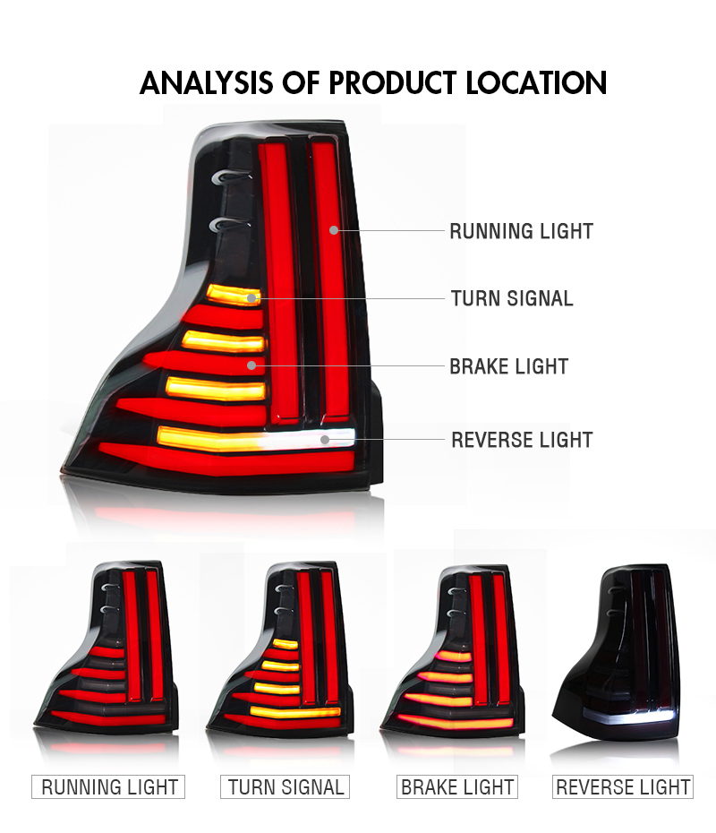 GX-B107C LED Tail Lights for Lexus GX460 2014–2021 16 LED Tail Light