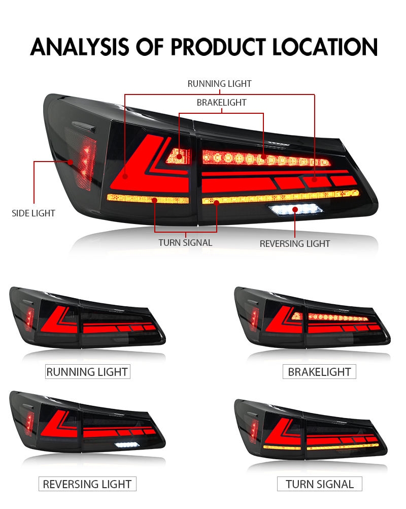 Lexus IS Tail Lights TT-IS-B138 / TT-IS-B138-RGB For Lexus IS250 IS350 IS F (2006–2012) 20 Lexus IS Tail Lights