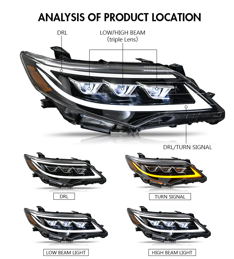 Toyota Camry Headlights CMR-A192B LED Headlamp For Toyota Camry (2012–2014) 7th Gen Pre-Facelift 19 Camry Headlights