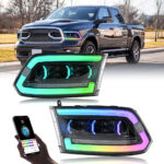 Lampu Depan Dodge RAM A207-4T-RGB Untuk RAM 1500 (2009–2018) / 2500 (2010–2018) Lampu Kepala - Gambar Kecil Galeri Produk 5
