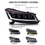 Faros delanteros Honda Accord TT-YG-A165 / TT-YG-A165-E para Honda Accord (2008–2012) Lámpara de cabeza - Miniatura de la galería de productos 8