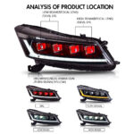 Faros delanteros Honda Accord TT-YG-A165 / TT-YG-A165-E para Honda Accord (2008–2012) Lámpara de cabeza - Miniatura de la galería de productos 7