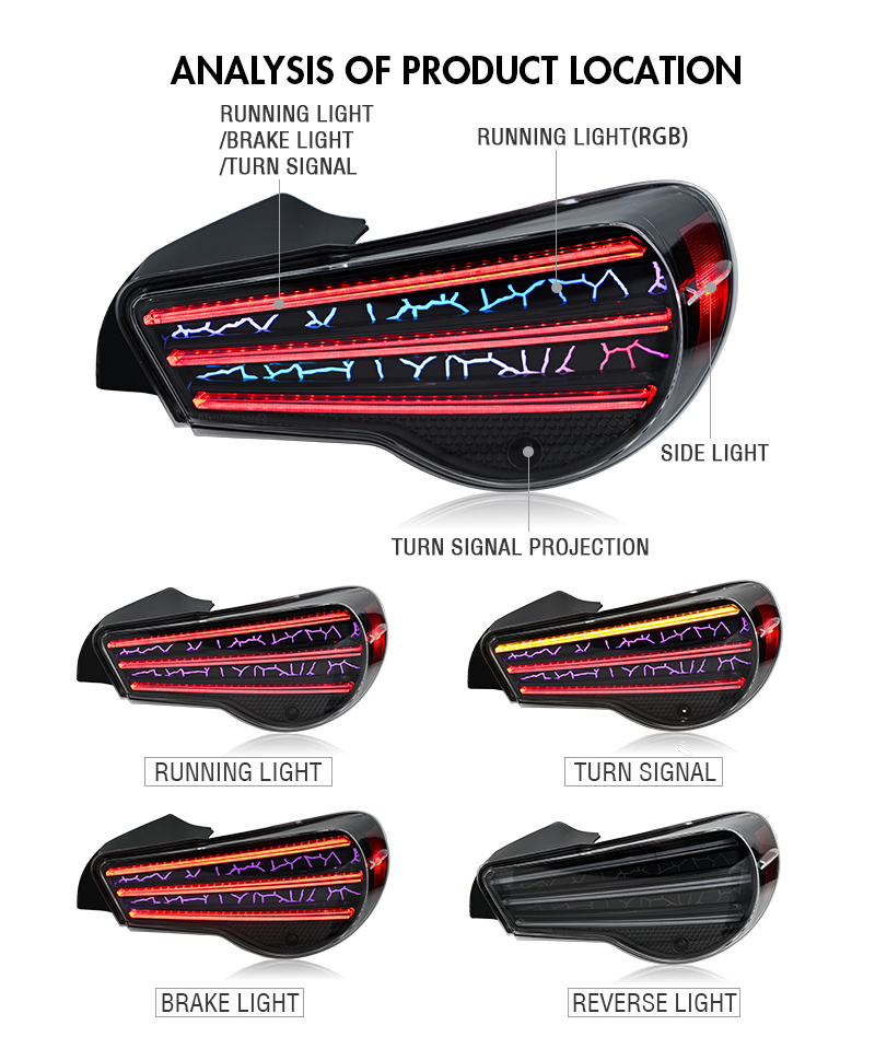 Toyota 86 Tail Lights 86-B225-RGB For (2012–2020) Tail Lamp 26 Toyota 86 Tail Lights