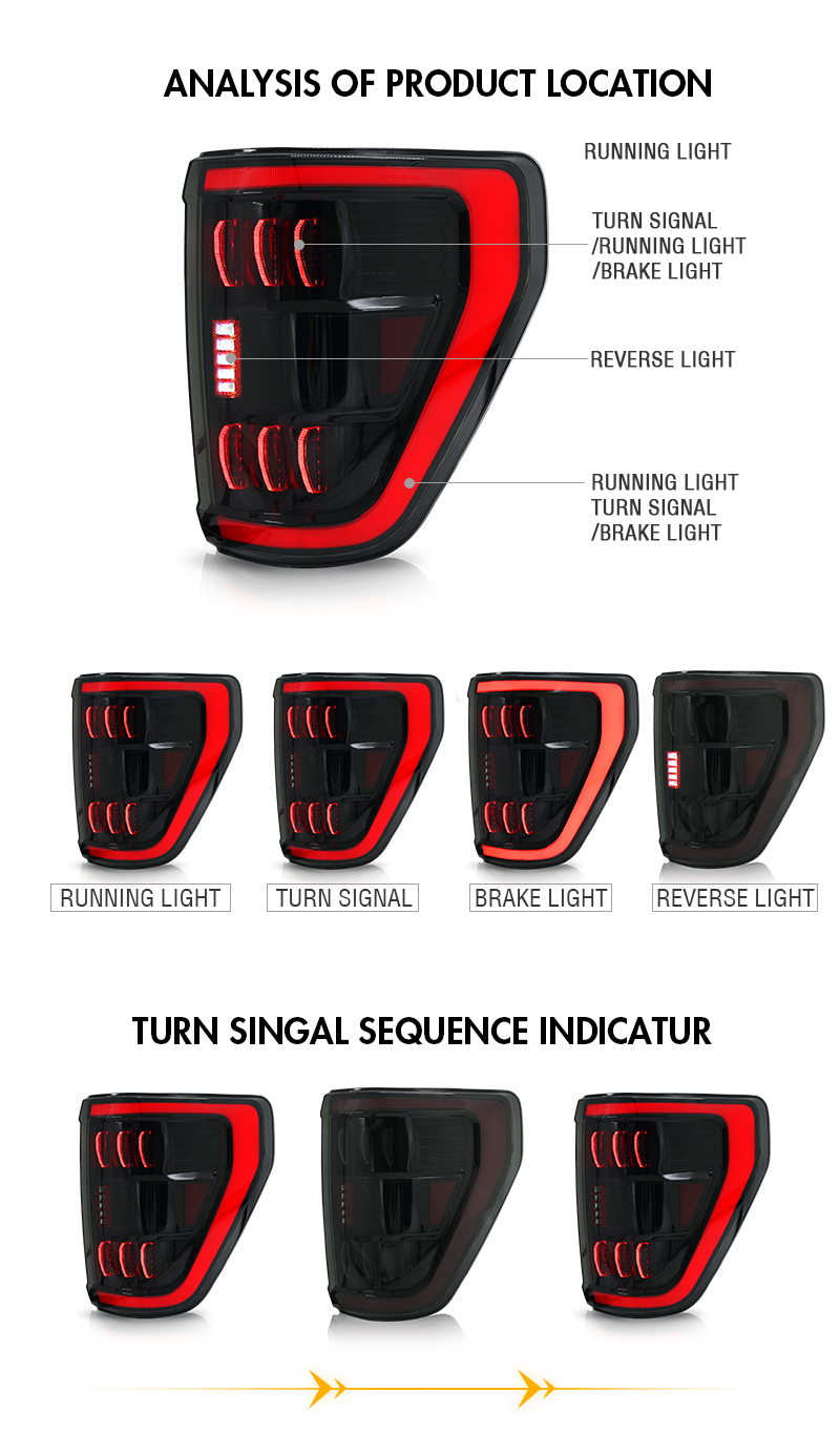 Ford F150 Tail Lights F150-B210 For Ford F-150 (2021–Present) – XLT Trim Only 14 Ford 150 Tail Lights