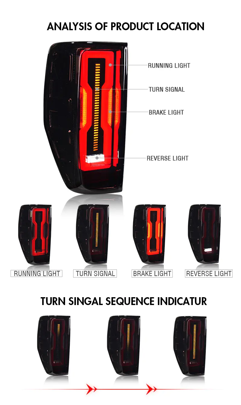Ford Ranger Tail Lights RG-B141D (EV Style) For Ford Ranger (2012–2019) 14 Ranger Tail Lights