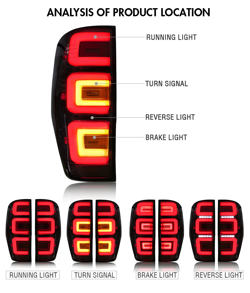 Ford Ranger Tail Lights RG-B141 (Smoked) For Ford Ranger (2012–2019) 19 Ranger Tail Lights
