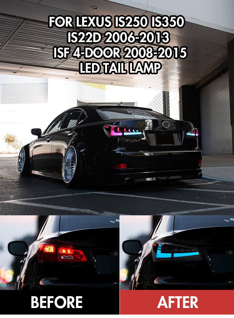 Lexus IS Tail Lights TT-IS-B138B / TT-IS-B138B-RGB For Lexus IS250 IS300 IS350 IS F (2006–2012) Smoked Tail Lamp 21 Lexus IS Tail Lights