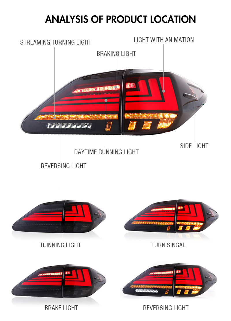 Lexus RX Tail Lights RX-B134 For Lexus RX350 / RX450h (2009–2015) 18 Lexus RX Tail Lights
