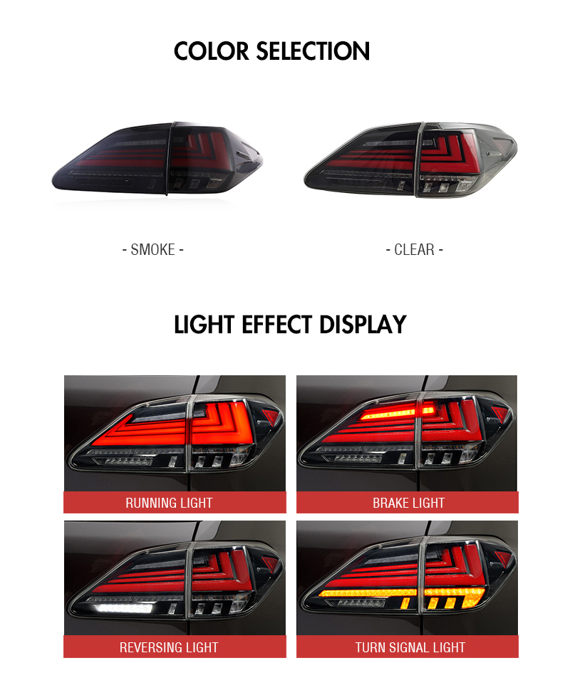 Lexus RX Tail Lights RX-B134 For Lexus RX350 / RX450h (2009–2015) 20 Lexus RX Tail Lights