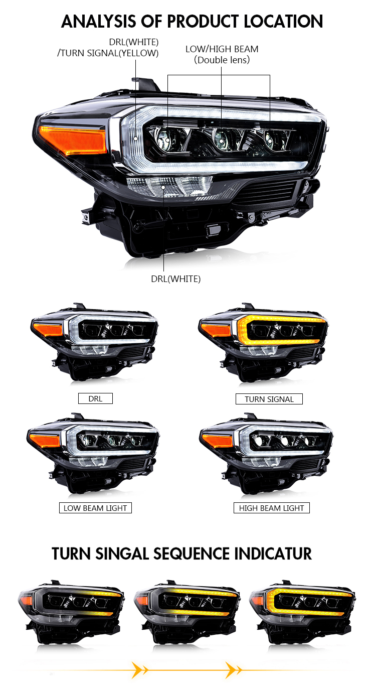 Toyota Tacoma Headlights TCM-A190 For Toyota Tacoma (2016–2022) Head Lamp 19 Tacoma Headlights