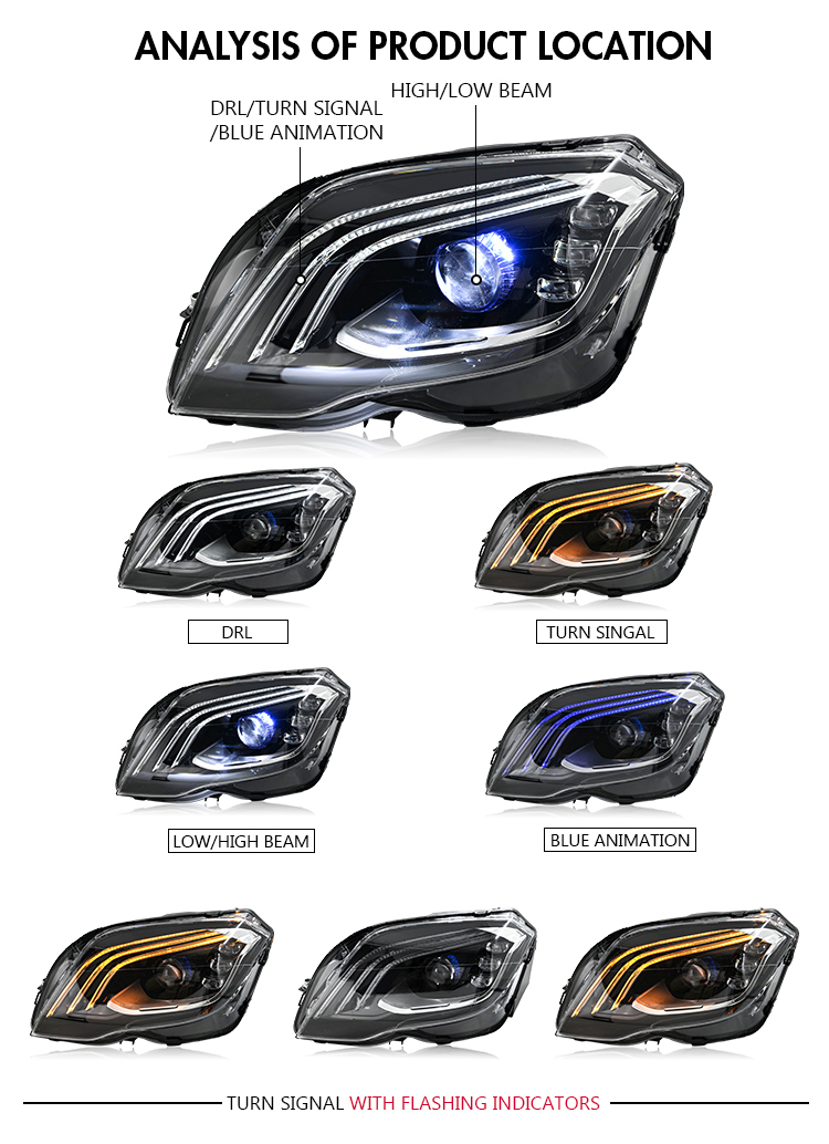 Mercedes-Benz GLK Headlights GLK-A501-A For Mercedes-Benz GLK Class (2013–2015) 19 GLK Headlights