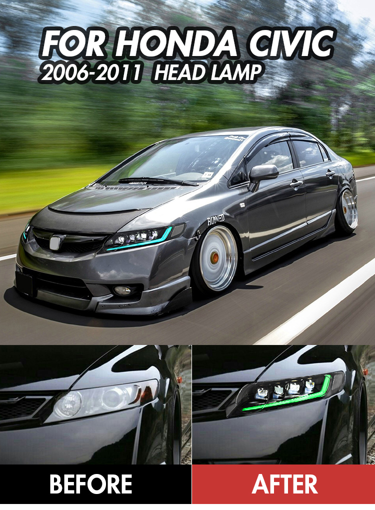 Honda Civic RGB Headlights A285-RGB For Honda Civic (2006–2011) Head Lamp 21 Civic RGB Headlights