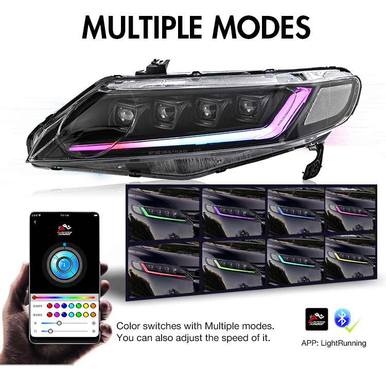 Honda Civic RGB Headlights A285-RGB For Honda Civic (2006–2011) Head Lamp 24 Civic RGB Headlights