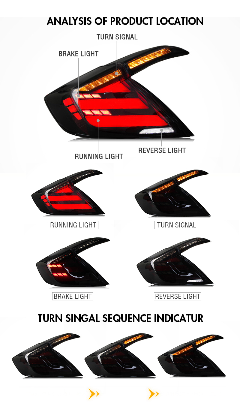 Honda Civic Tail Lights SY-B111W For Honda Civic (2016–2021) 14 Civic Tail Lights