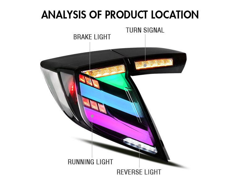 Honda Civic Hatchback Tail Lights SY-B110 / SY-B110RGB For Honda Civic (2016–2021) 23 Civic Hatchback Tail Lights