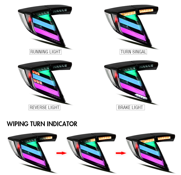 Honda Civic Hatchback Tail Lights SY-B110 / SY-B110RGB For Honda Civic (2016–2021) 24 Civic Hatchback Tail Lights