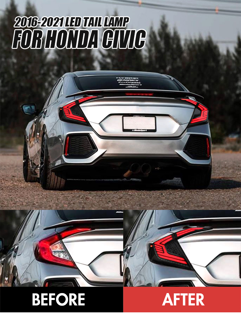 Honda Civic Tail Lights SY-B111H-S For Honda Civic (2016–2021) 15 Civic Tail Lights