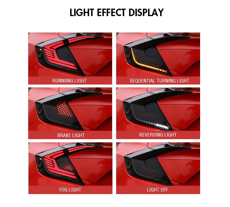 Honda Civic Tail Lights SY-B111H-S For Honda Civic (2016–2021) 18 Civic Tail Lights
