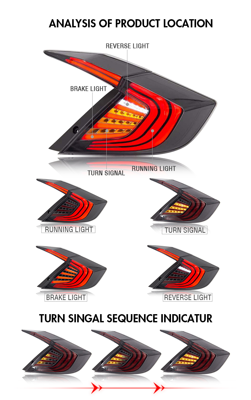 Honda Civic Tail Lights SY-B111S For Honda Civic (2016–2022) 14 Civic Tail Lights