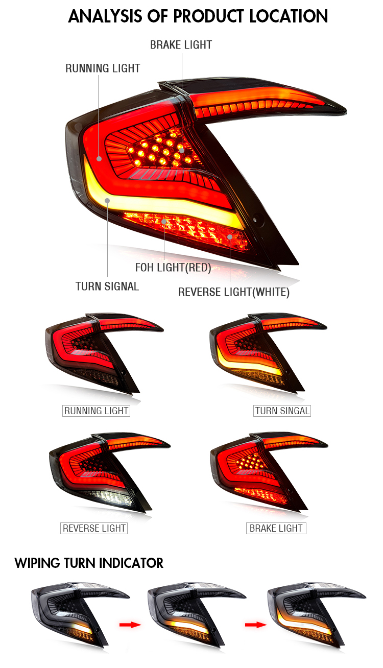 Honda Civic Tail Lights SY-B111C / SY-B111C-RGB For Honda Civic (2016–2021) 21 Civic Tail Lights
