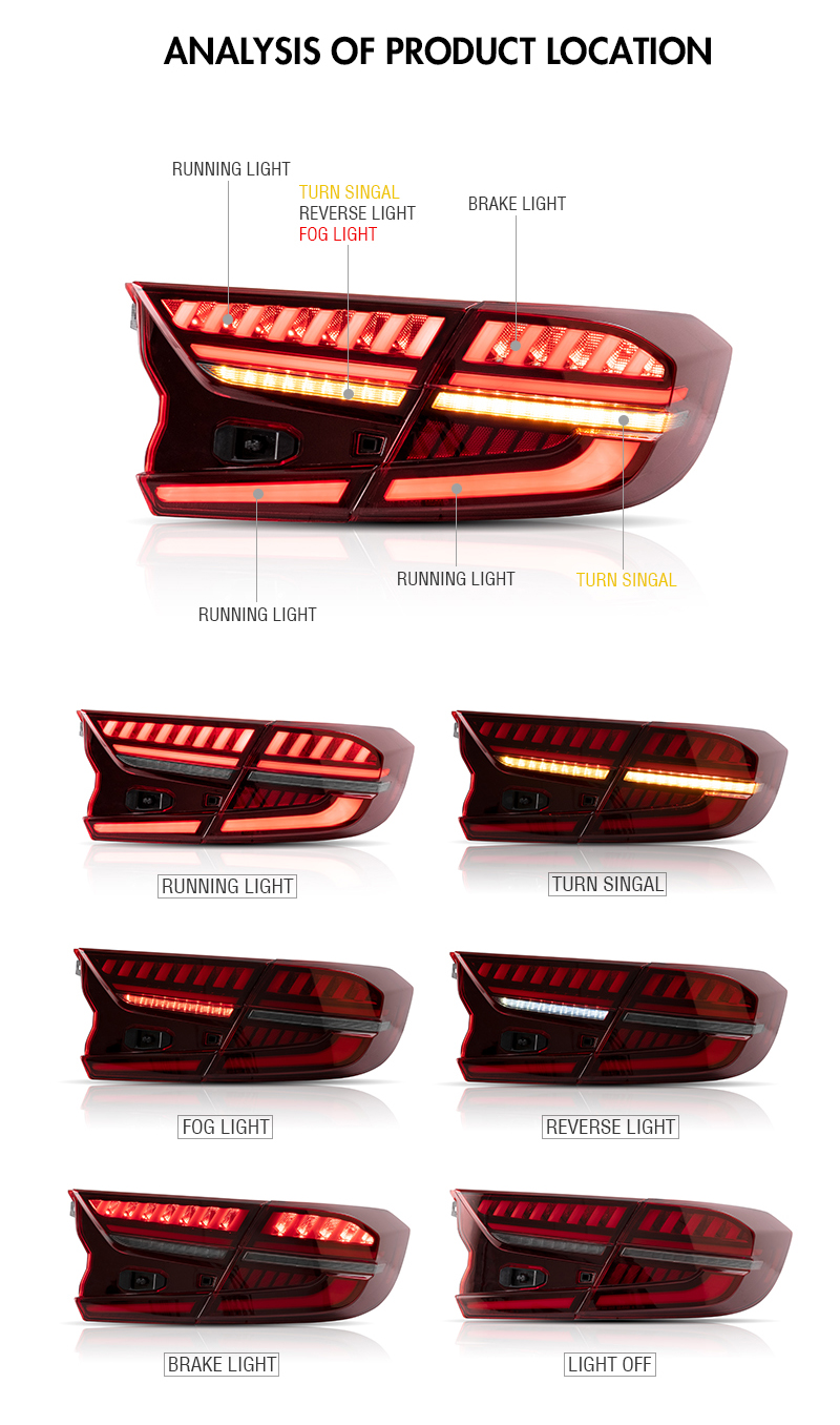 Honda Accord Tail Lights YG-B108D For Honda Accord (2018–2022) 16 Accord Tail Lights