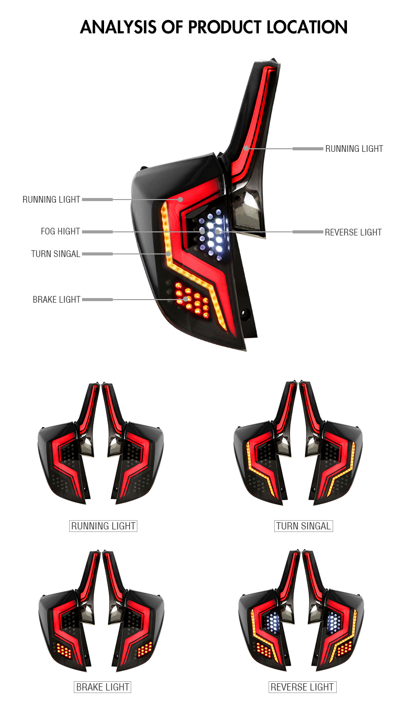 Honda Fit / Jazz Tail Lights FD-B109 For Honda Fit / Jazz (2014–2018) 16 Jazz Tail Lights