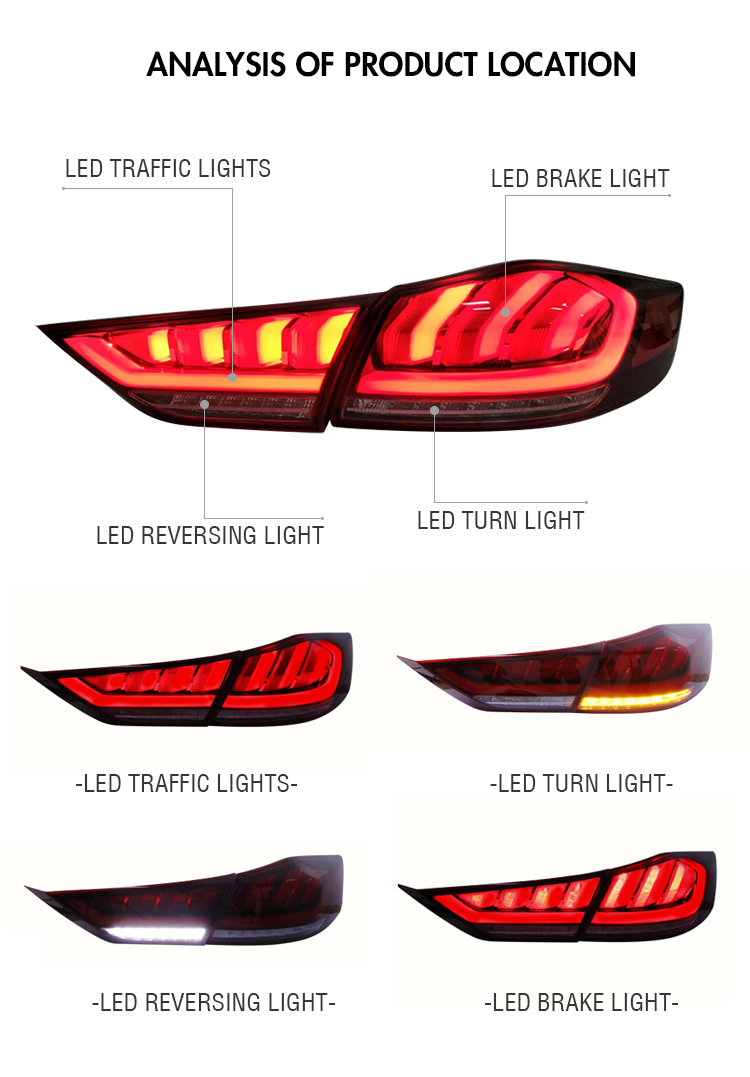 Hyundai Elantra Tail Lights LD-B114 For Hyundai Elantra (2015–2018) 12 Elantra Tail Lights