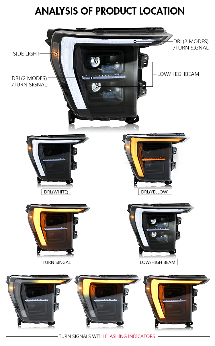 Ford F150 Headlights F150-A212-A / F150-A212-B For Ford F150 (2021–2023) Head Lamp 19 F150 Headlights
