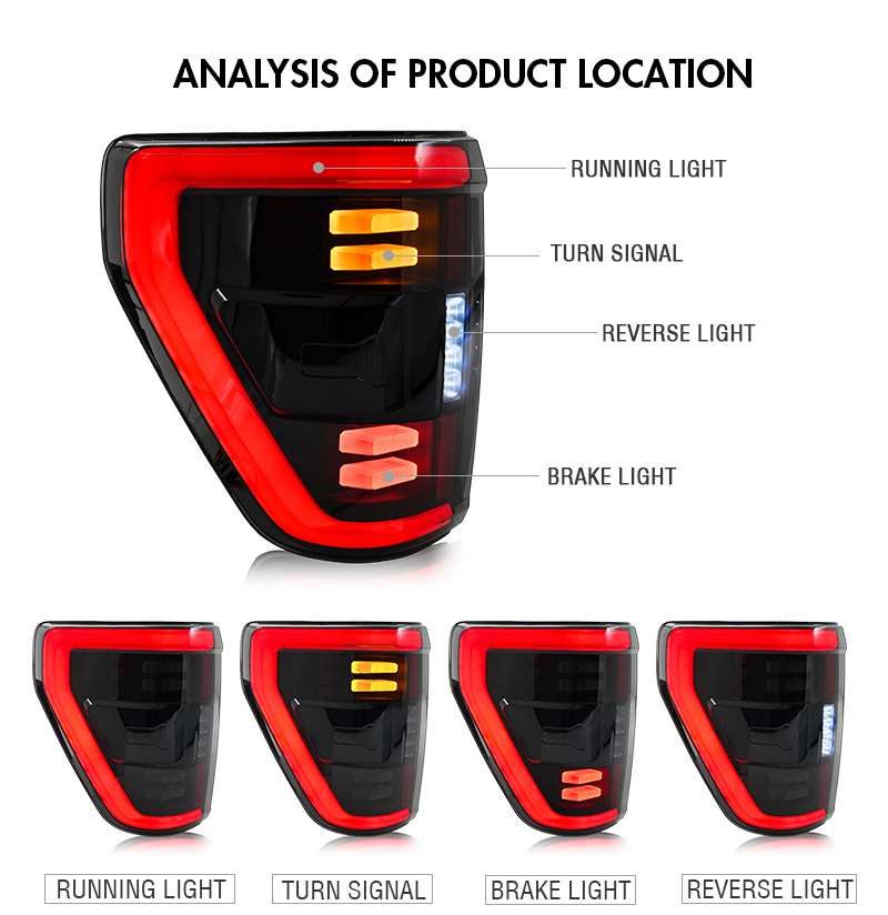 Ford F150 Tail Lights F150-B212 For Ford F-150 (2022–Present) 16 Ford F150 Tail Lights
