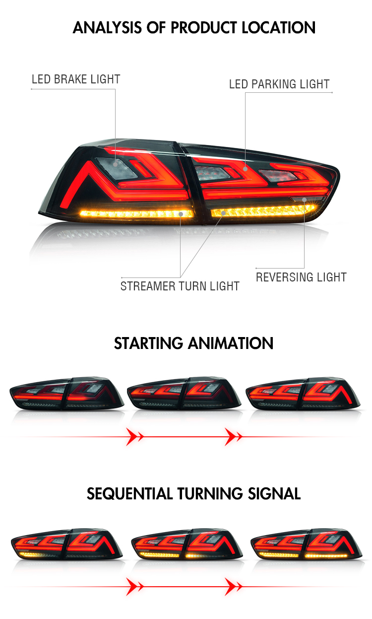 Mitsubishi Lancer Tail Lights YS-B126 For Mitsubishi Lancer (2008–2017) 16 Lancer Tail Lights