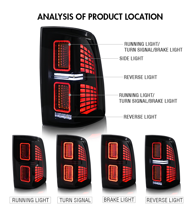 Dodge RAM Tail Lights RAM-B175-S For RAM 1500 (2009–2018) / 2500 (2013–2018) 16 Dodge RAM Tail Lights