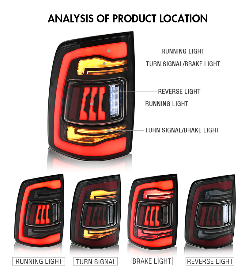 Dodge RAM Tail Lights RAM-B174 For RAM 1500 (2009–2018) & 2500/3500 (2010–2018) 18 RAM Tail Lights