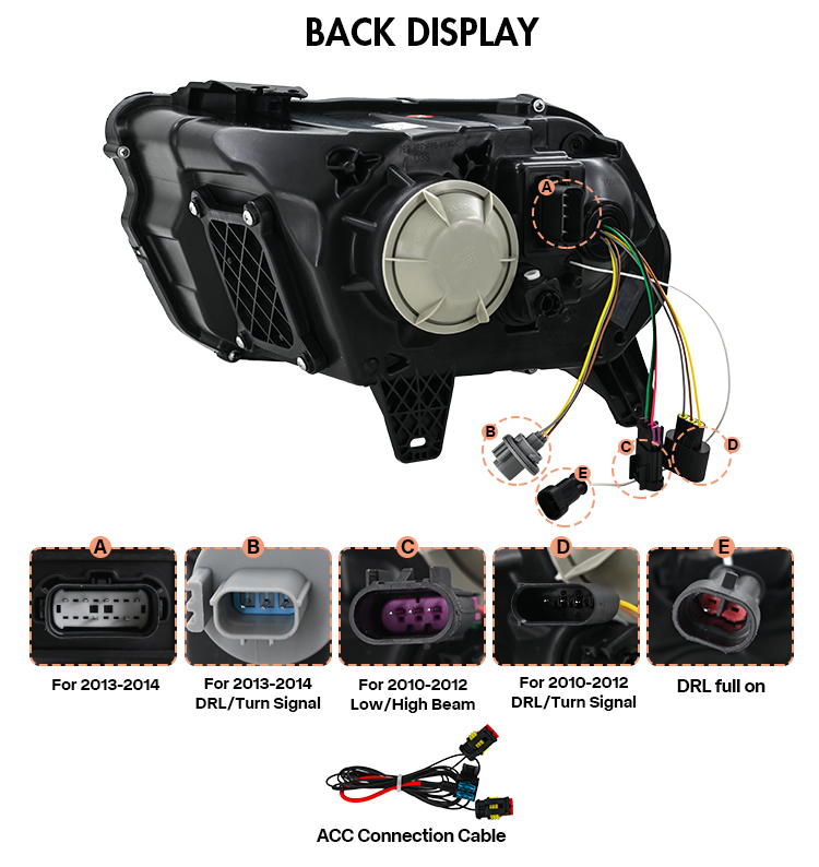 Ford Mustang Headlights Ford-A200 For Ford Mustang (2013–2014) 21 Mustang Headlights