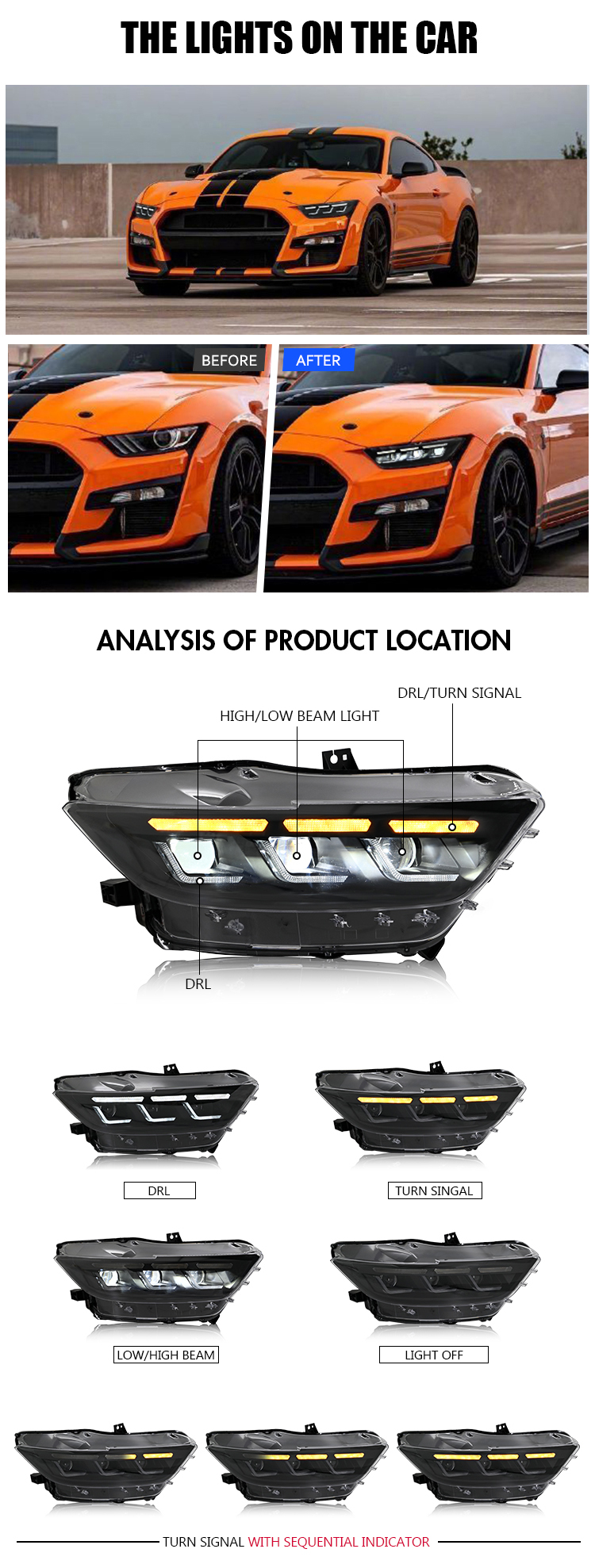 Ford Mustang Headlights Ford-A201 For Ford Mustang (2015–2017) Head Lamp 14 Mustang Headlights