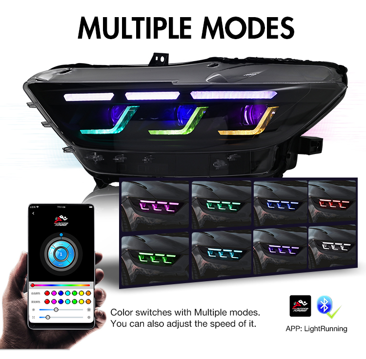 Ford Mustang RGB Headlights Ford-A201-RGB For Ford Mustang (2015–2017) Head Lamp 24 Mustang RGB Headlights