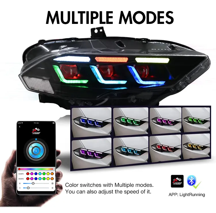 Ford Mustang RGB Headlights Ford-A202-RGB For Ford Mustang (2018–2023) Head Lamp 24 Mustang RGB Headlights