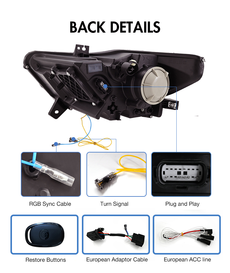 Ford Mustang RGB Headlights Ford-A201-RGB For Ford Mustang (2015–2017) Head Lamp 28 Mustang RGB Headlights