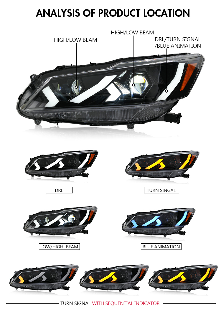 Honda Accord Headlights TT-YG-A503 / TT-YG-A503-E For Honda Accord (2016–2017) 19 Accord Headlights