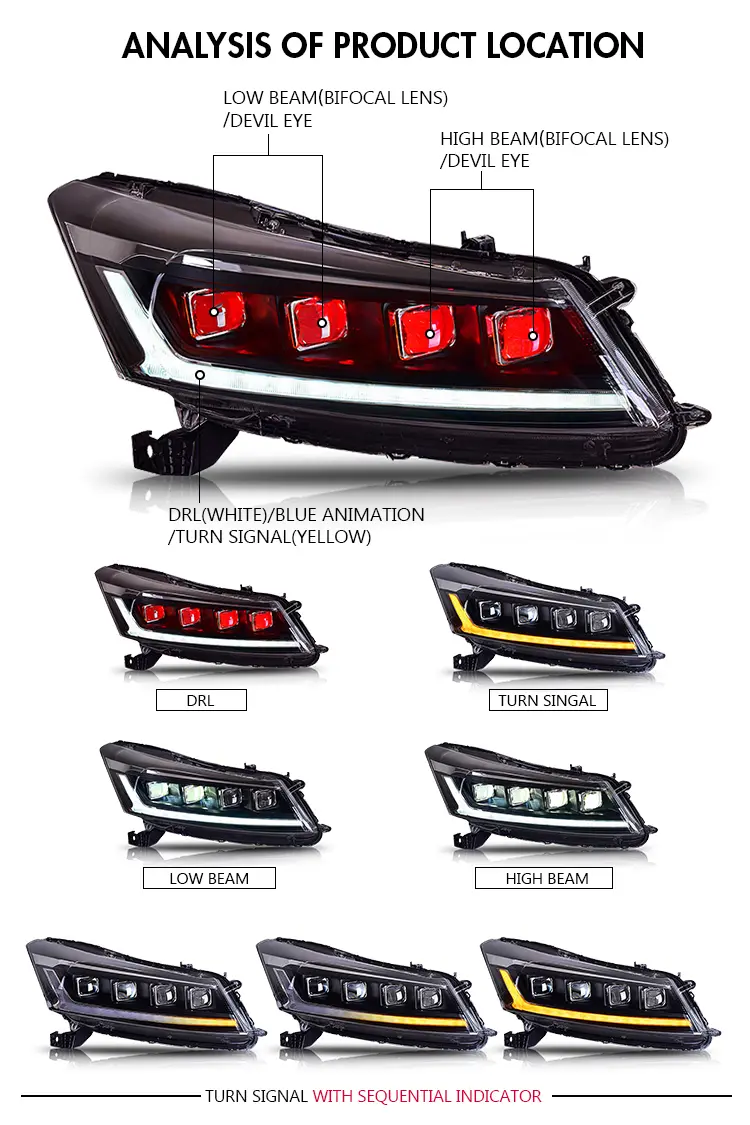 Honda Accord Headlights TT-YG-A165 / TT-YG-A165-E For Honda Accord (2008–2012) Head Lamp 21 Accord Headlights