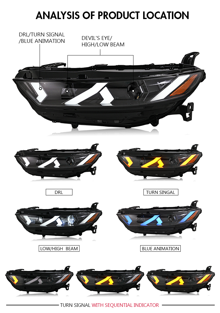 Honda Accord Headlights YG-A512 For Honda Accord 11th Gen (2023–2025) Lambo Style 19 Accord Headlights