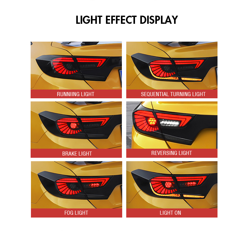 Honda Accord Tail Lights YG-B108G For Honda Accord (2018–2022) 15 Accord Tail Lights